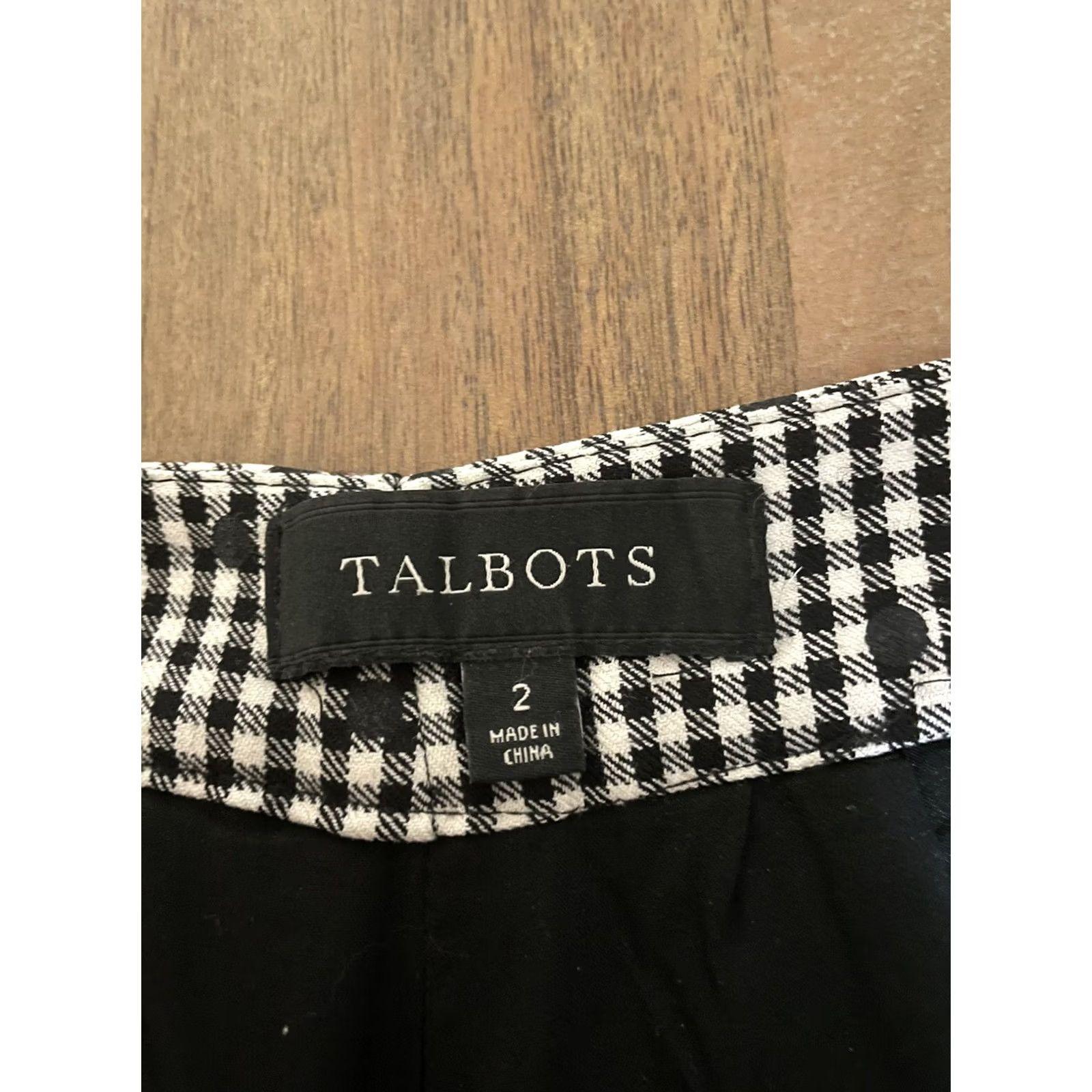 Talbots Talbots Dress Pants Women 2 (29x25) Black White Gingham Plaid Office Career Work Size 26" / US 2 / IT 38 - 3 Thumbnail