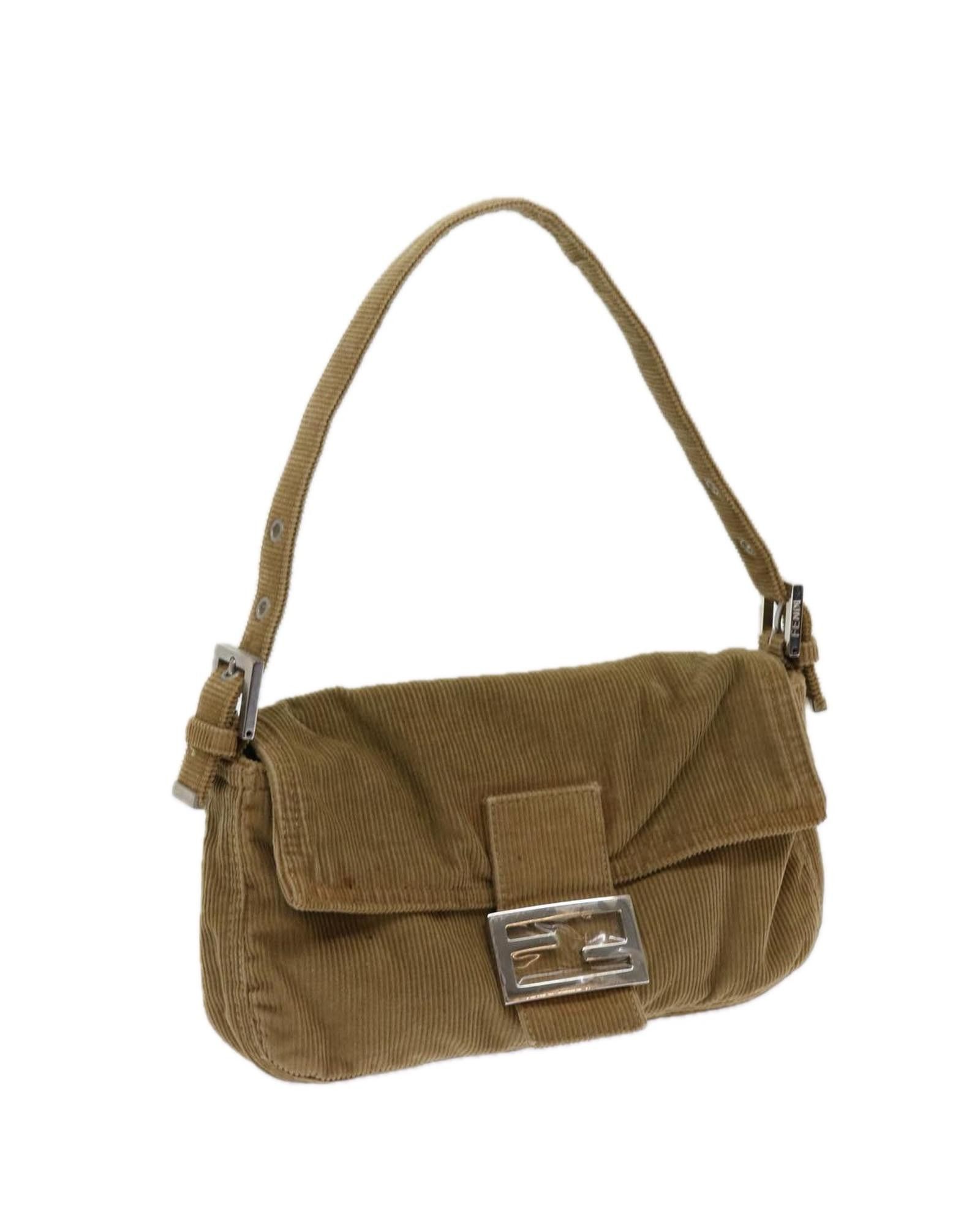 image of Fendi Suede Shoulder Bag With Practical Elegance in Brown, Women's