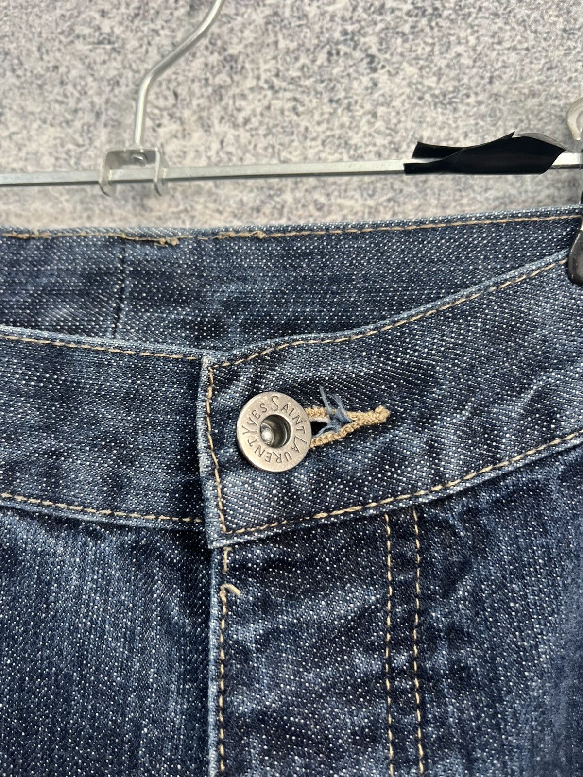 Yves Saint Laurent Vintage Yves Saint Lauren Big Logo Distressed Jeans YSL Size US 32 / EU 48 - 9 Thumbnail