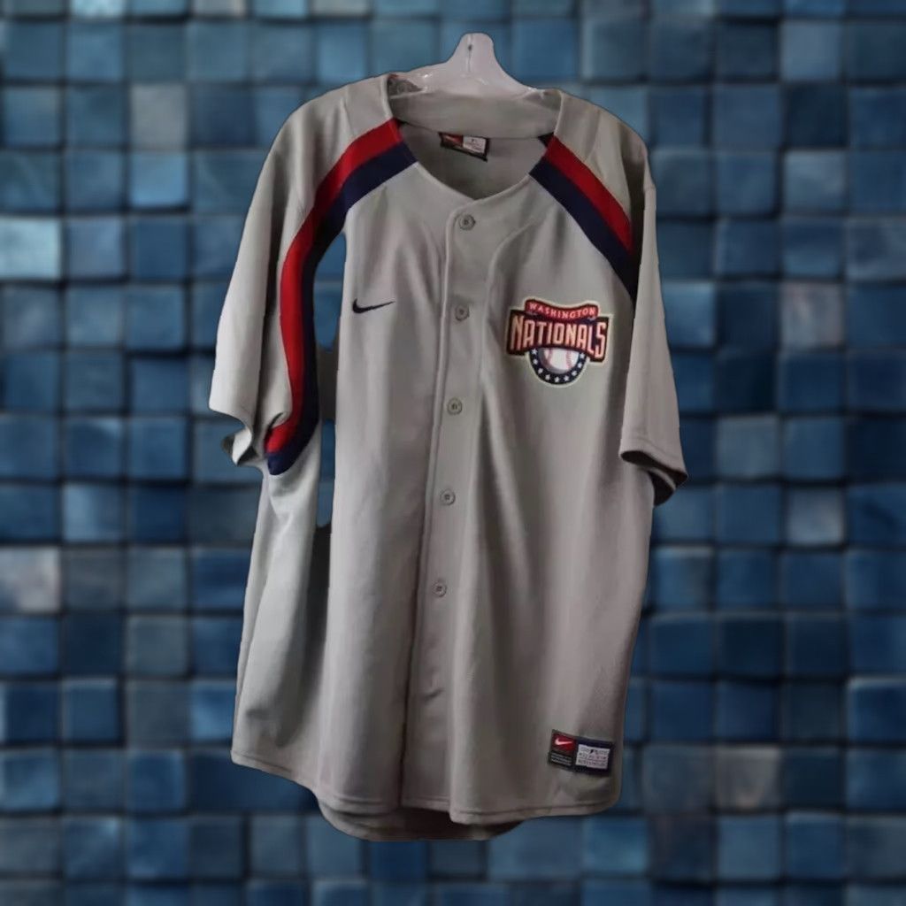 MLB Men's Nike MLB Washington Nationals Classic ButtonUp Baseball Jersey L Size Gray Womens? Size US L / EU 52-54 / 3 - 1 Thumbnail