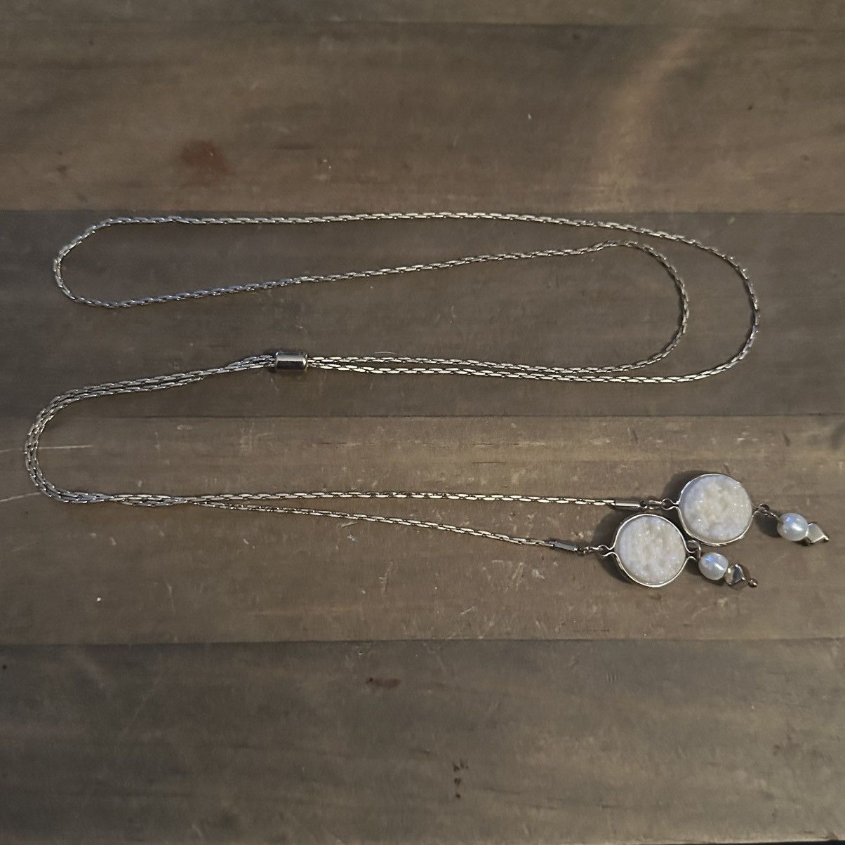 Vintage Vintage gold tone druzy lariat necklace Size ONE SIZE - 2 Thumbnail