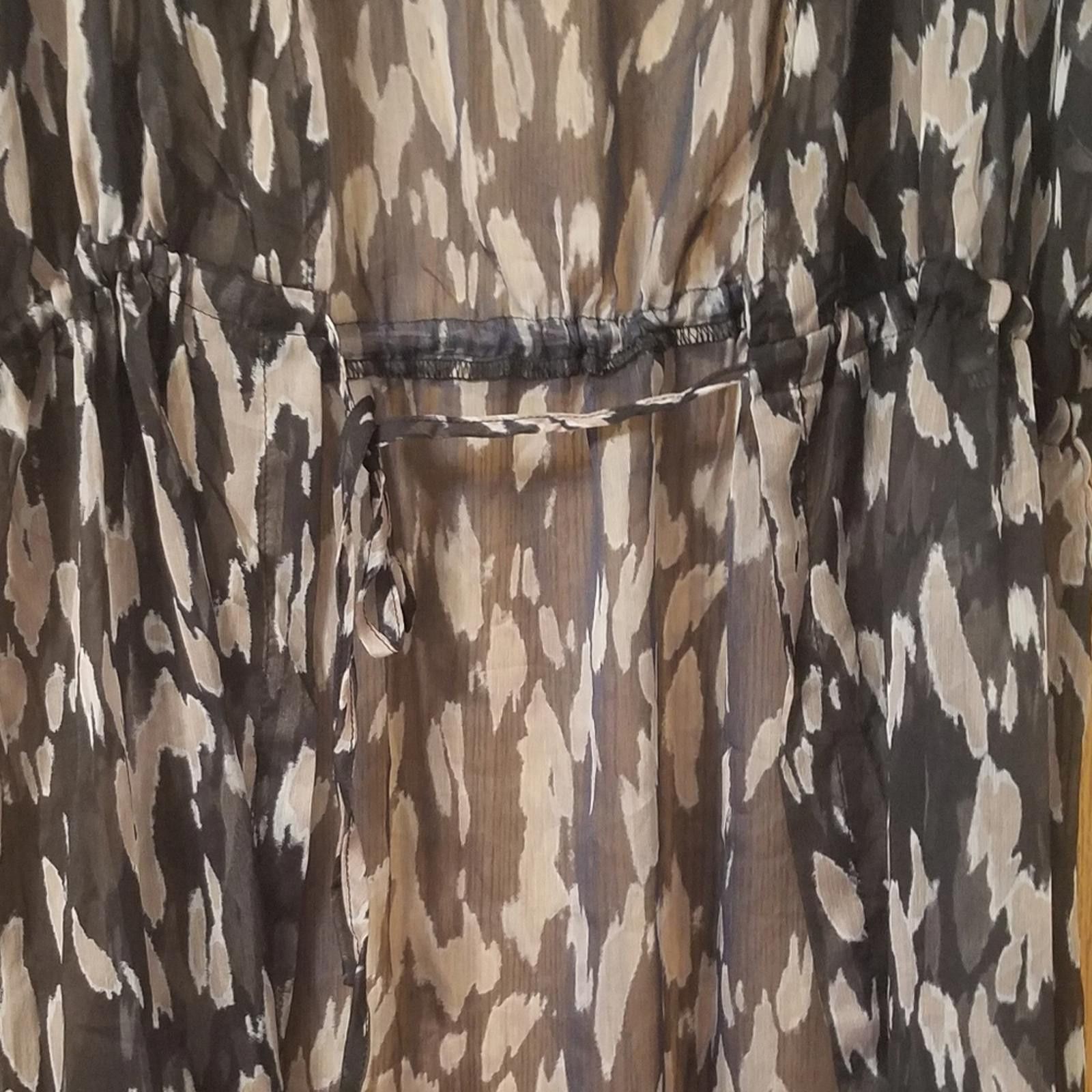 Designer NWT Cupshe Chic Black Gray and Tan Sheer Maxi Cover Up Large Size ONE SIZE - 3 Thumbnail