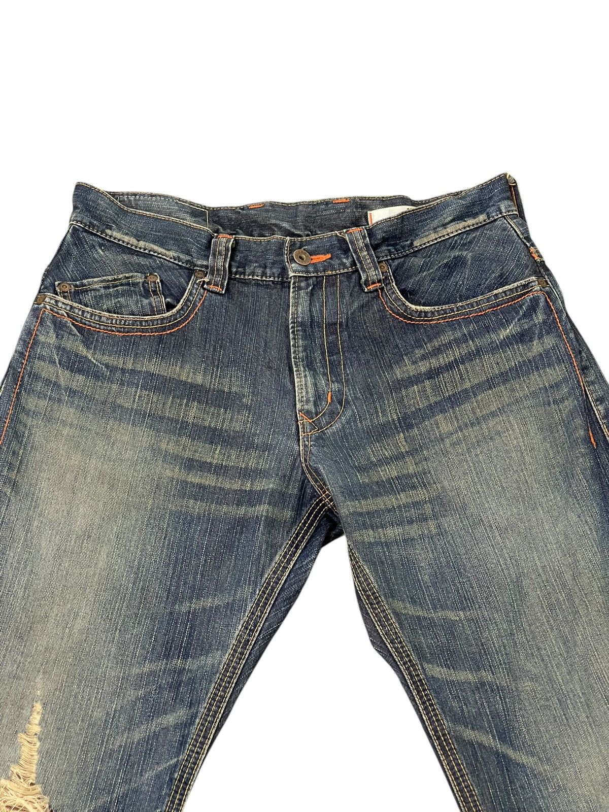 Edwin Flare Loose Jeans Edwin XVs Faded Distress Boot Cut 9🟦 Size US 33 - 8 Thumbnail