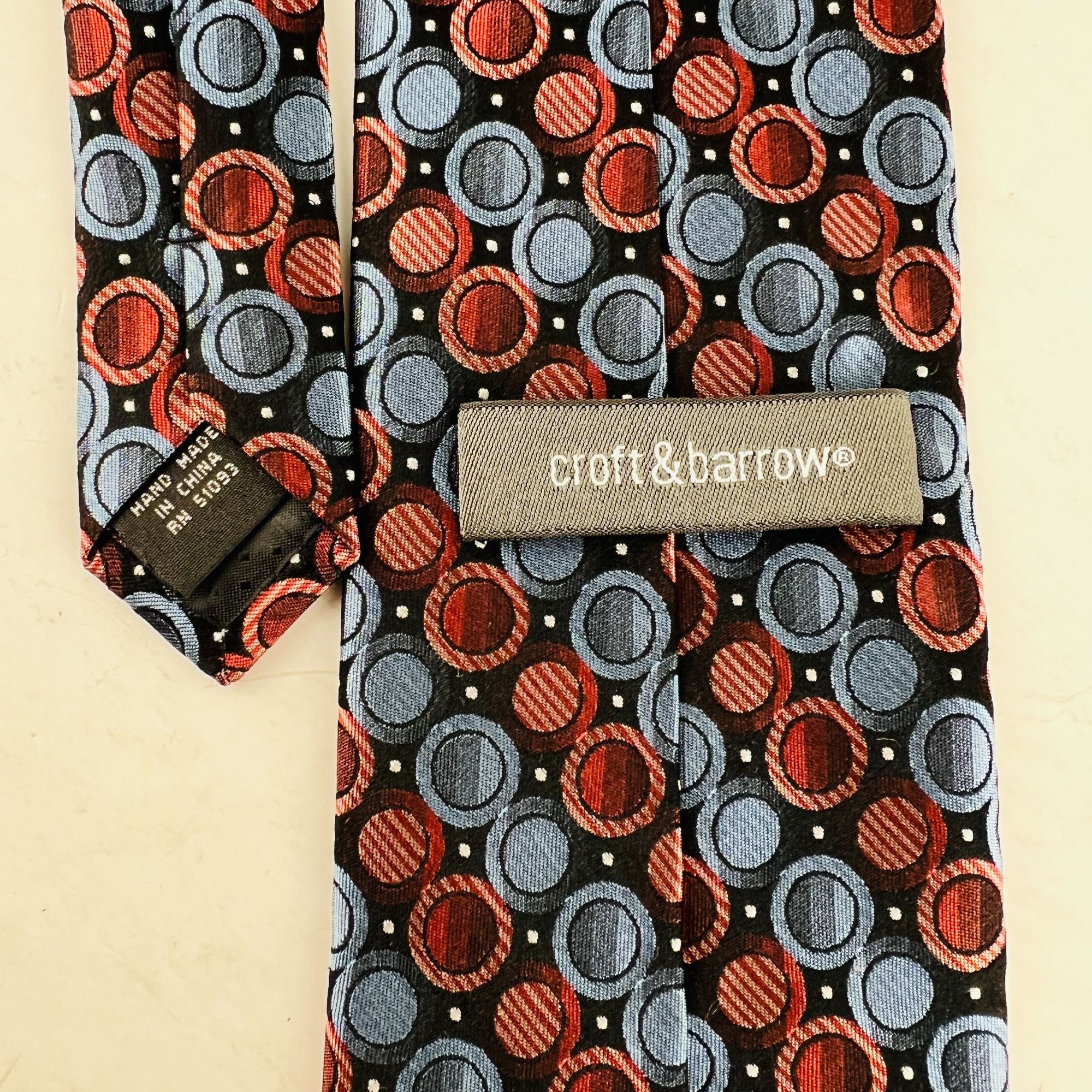 Croft & Barrow Croft & Barrow Multicolor Circles Blue Red Necktie Tie Silk Size ONE SIZE - 5 Thumbnail