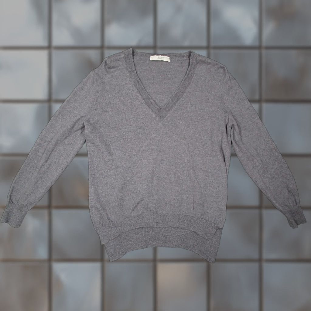 Zanone Zanone Women's Sweater 44 Gray V-Neck Wool Pullover Long Sleeve Made in Italy Size M / US 6-8 / IT 42-44 - 1 Thumbnail