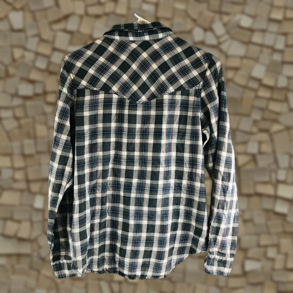 Vintage Maurices Shirt Women's M Black Blue Button Up Plaid Pearl Snap Pocket Flaps Size M / US 6-8 / IT 42-44 - 1 Thumbnail