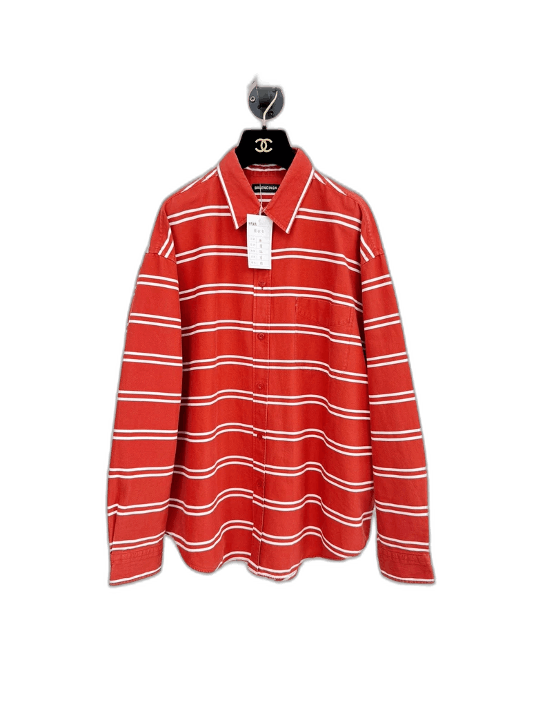 Balenciaga Red Striped Button-Up Shirt