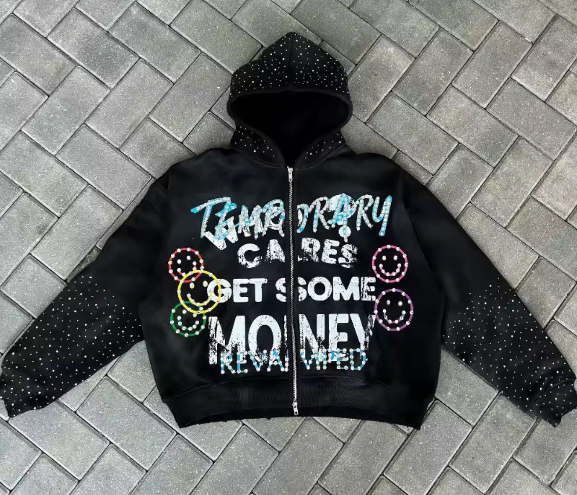 Other Punk Retro Get Some Money RhinestoneZipper Hoodies Size US S / EU 44-46 / 1 - 1 Thumbnail