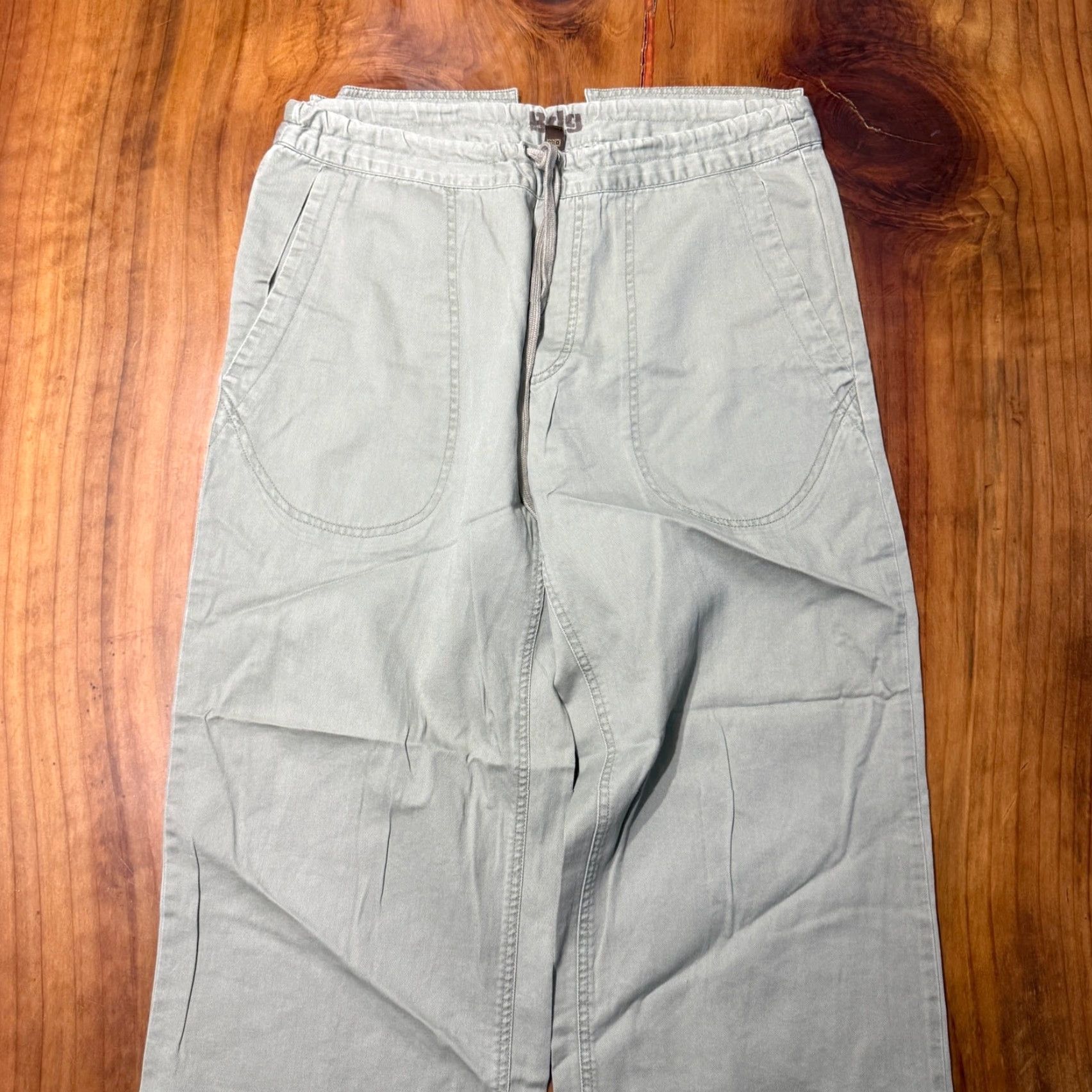Bdg VINTAGE BDG UO Y2K Pants Men M Cotton Drawstring Baggy Wide Leg 30in Inseam Chino 5-Pocket Logo Travel Winter Fall Green Mens Size US 31 - 4 Thumbnail
