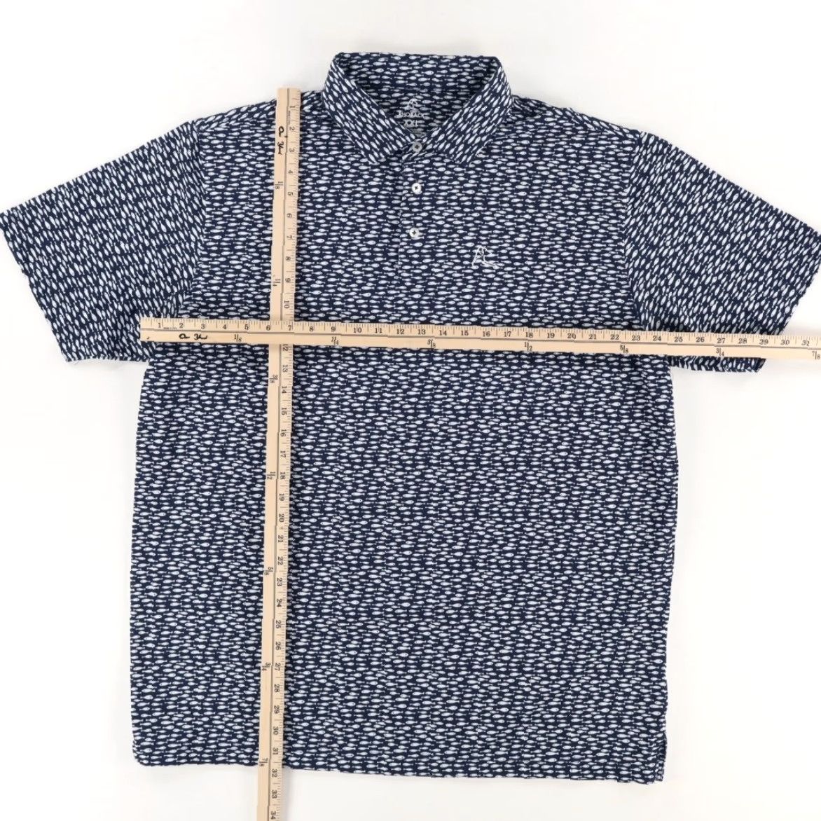 Vintage Rhoback Fish School Stretch Polyester Polo Shirt Navy Men's 2XL Size US XXL / EU 58 / 5 - 3 Thumbnail