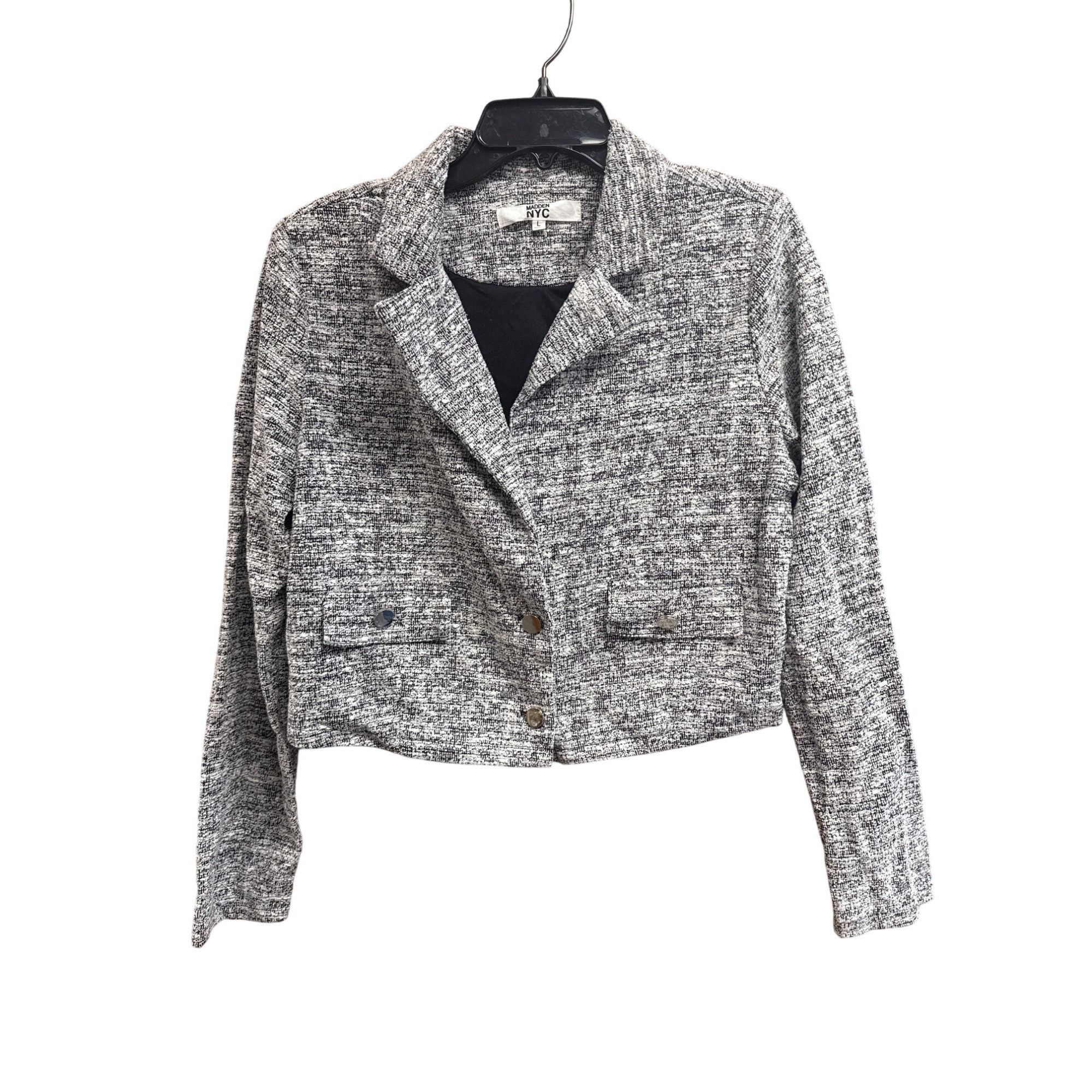 Madden NYC Madden NYC Womens Cropped Tweed Blazer Jacket With Button Fr Size S / US 4 / IT 40 - 2 Thumbnail
