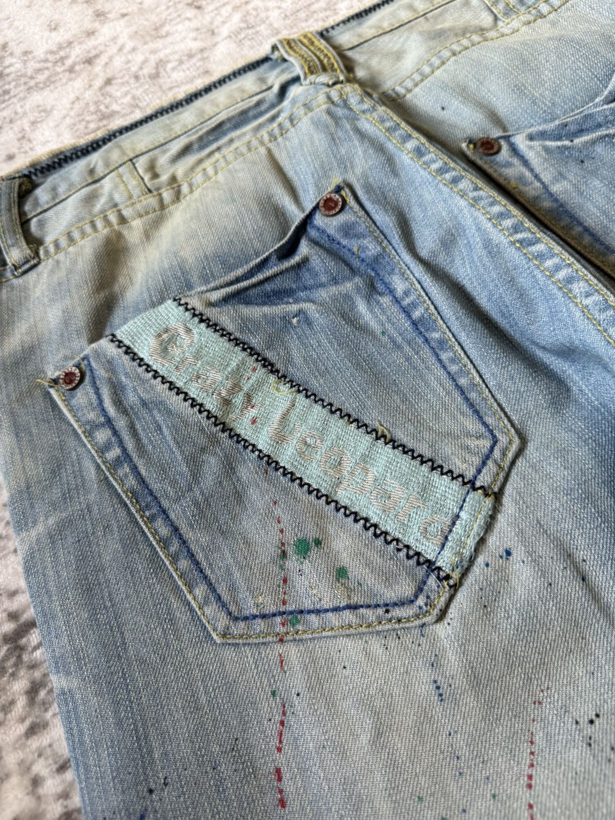 Hysteric Glamour Crazy Leopard Japan Paint Splatter Honeycomb Loose Jeans Size US 30 / EU 46 - 20 Thumbnail
