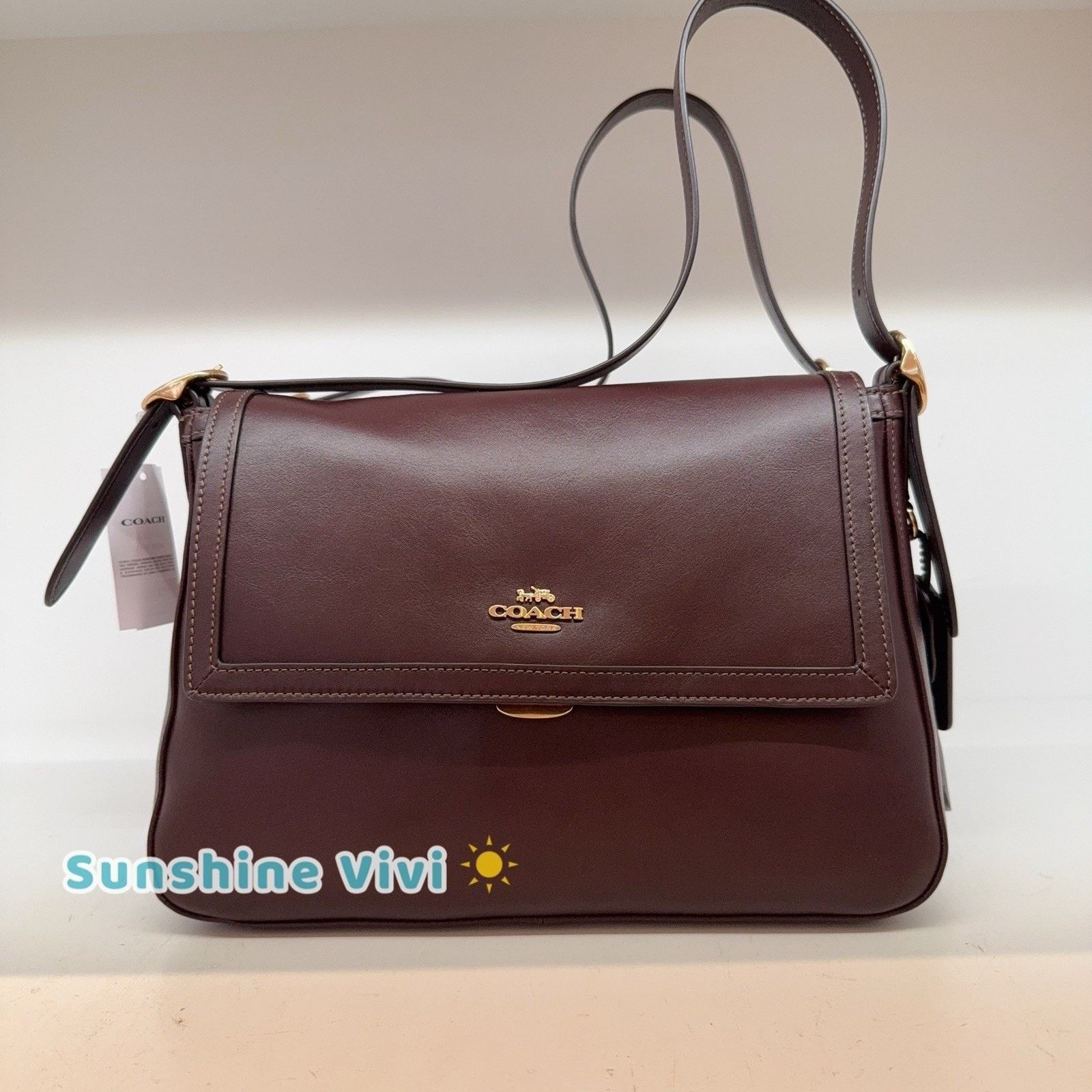 Coach NWT Coach Etta flap bag Leather CCE57 Gold/Espresso Size ONE SIZE - 1 Thumbnail