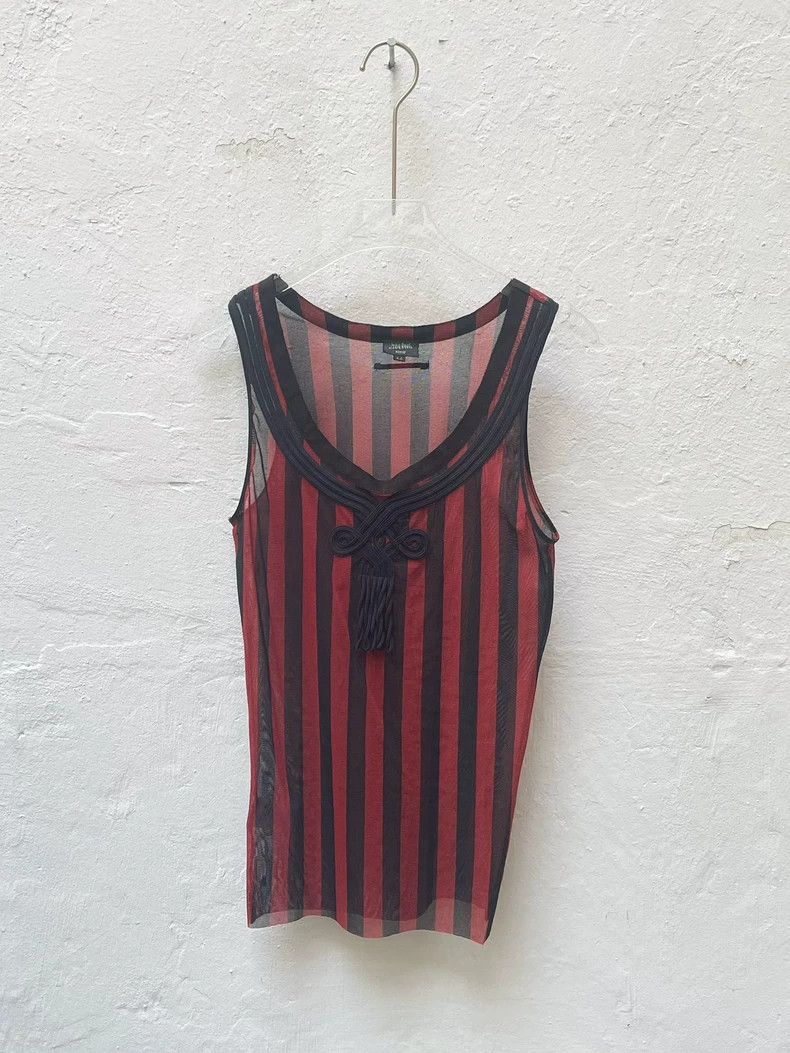 Jean Paul Gaultier Striped Sheer Vest Top-dmc