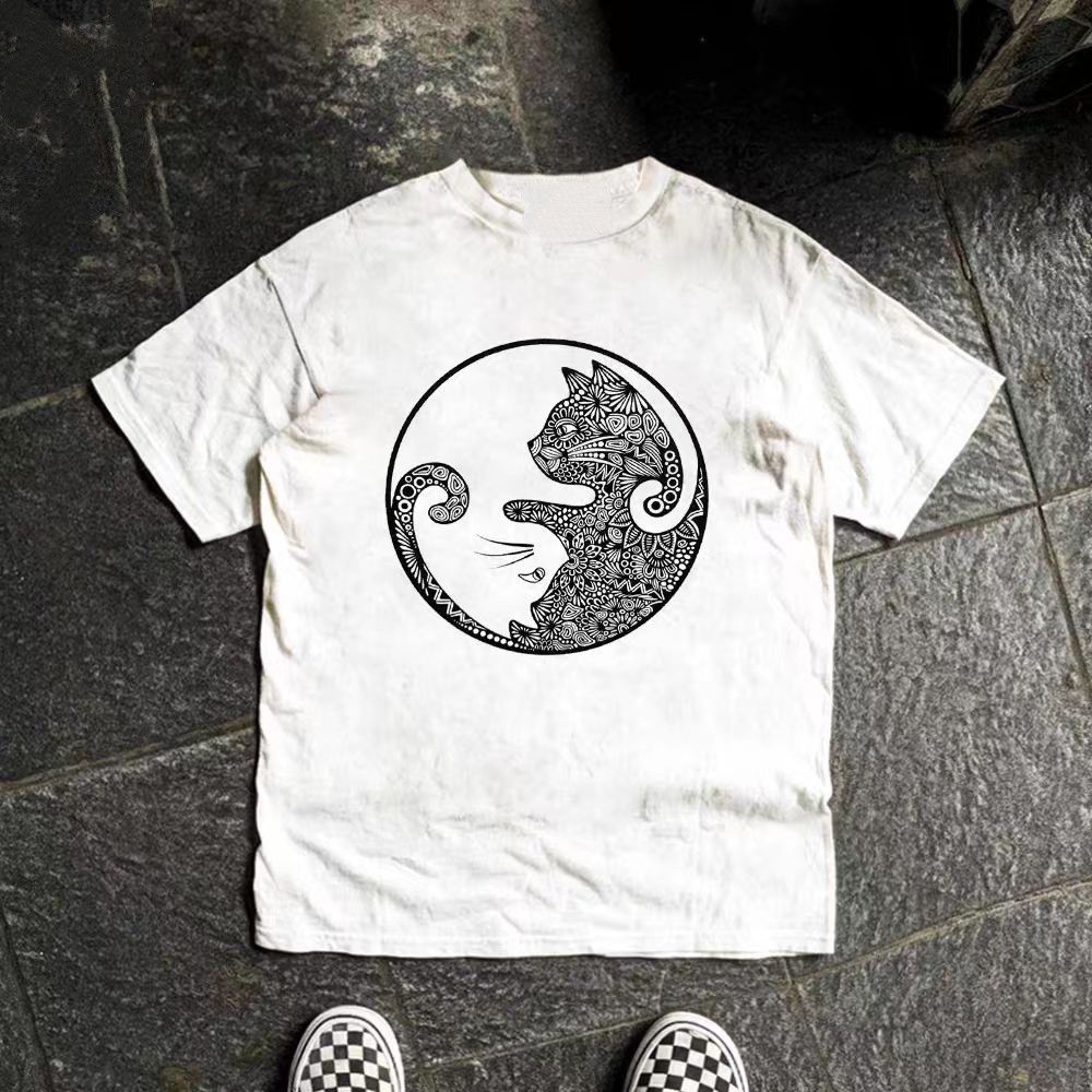 Vintage White washed vintage cat print t-shirt Size US M / EU 48-50 / 2 - 1 Thumbnail