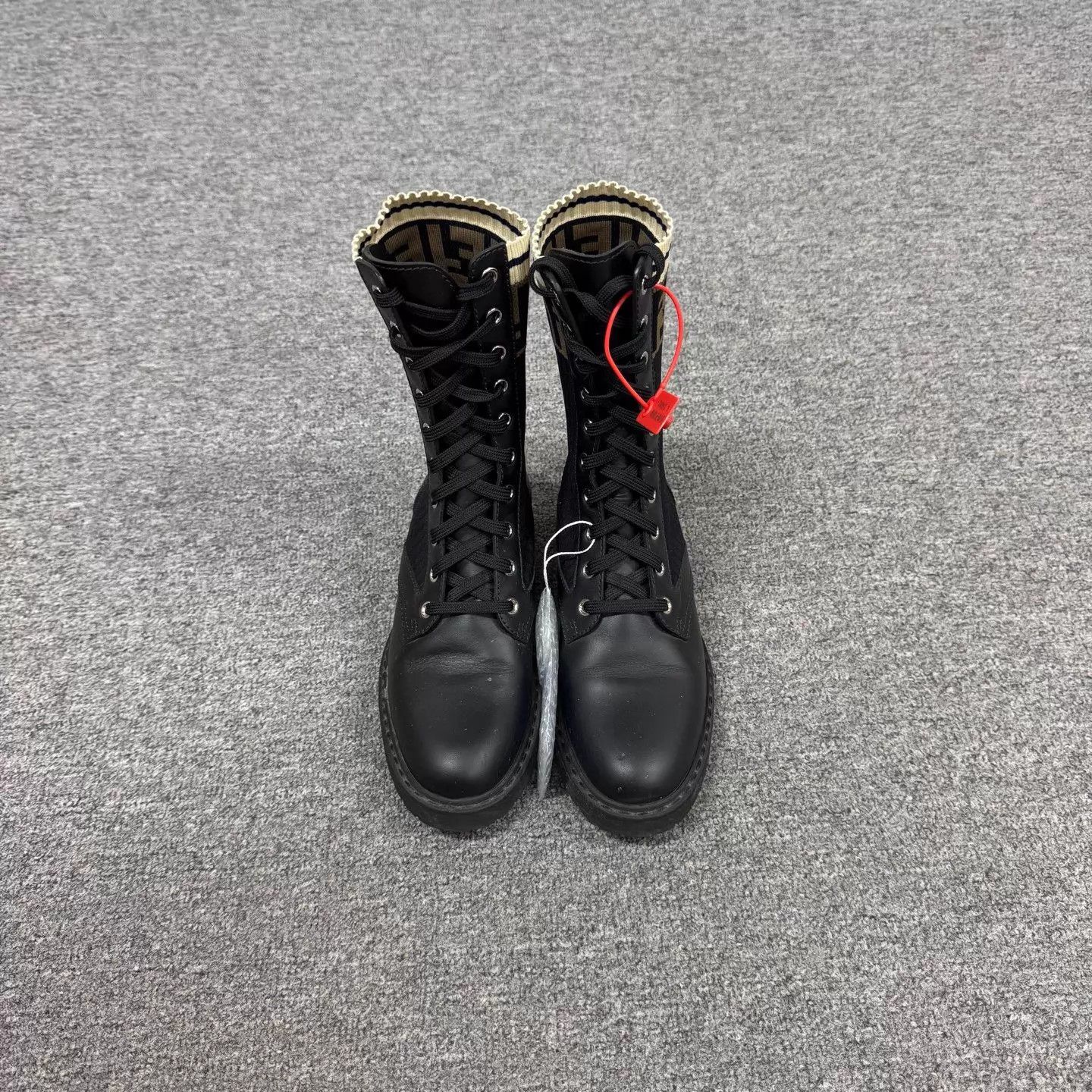 Fendi Fendi FF Knit Sock Leather Lacing Short Boots 37 99 New Size US 6.5 / IT 36.5 - 2 Thumbnail