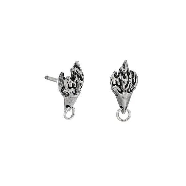 Jewelry Silver Flame Stud Earrings, Men's Gothic Accessories Size ONE SIZE - 8 Thumbnail