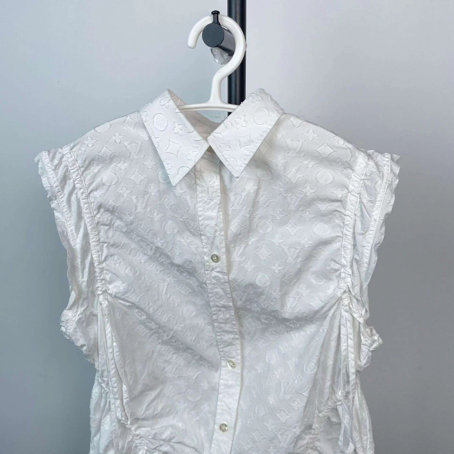 Louis Vuitton LV all over print embroidered drawstring shirt 34 Size XS / US 0-2 / IT 36-38 - 8 Thumbnail