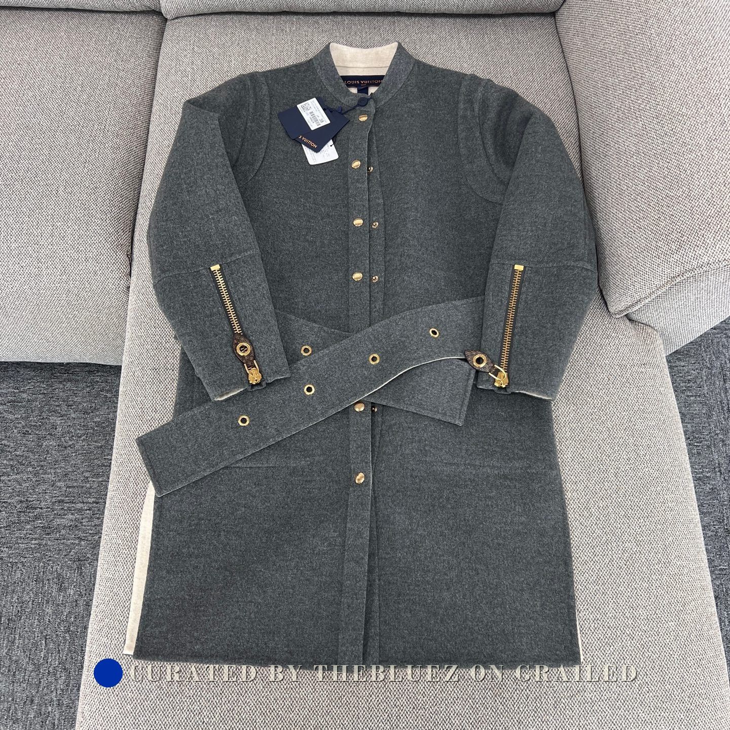 Louis Vuitton Louis Vuitton Gray Cashmere Tie Coat Size S / US 4 / IT 40 - 1 Thumbnail