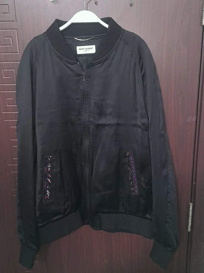 Saint Laurent Paris Saint Laurent Black Teddy Jacket with Rainbow Logo Size US S / EU 44-46 / 1 - 1 Thumbnail