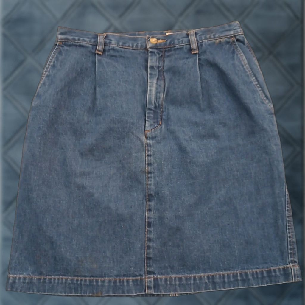 Eddie Bauer Eddie Bauer Skirt Size 10 Tall Blue Denim Pencil Pleated Front Pockets Womens Size 32" / US 10 / IT 46 - 1 Thumbnail