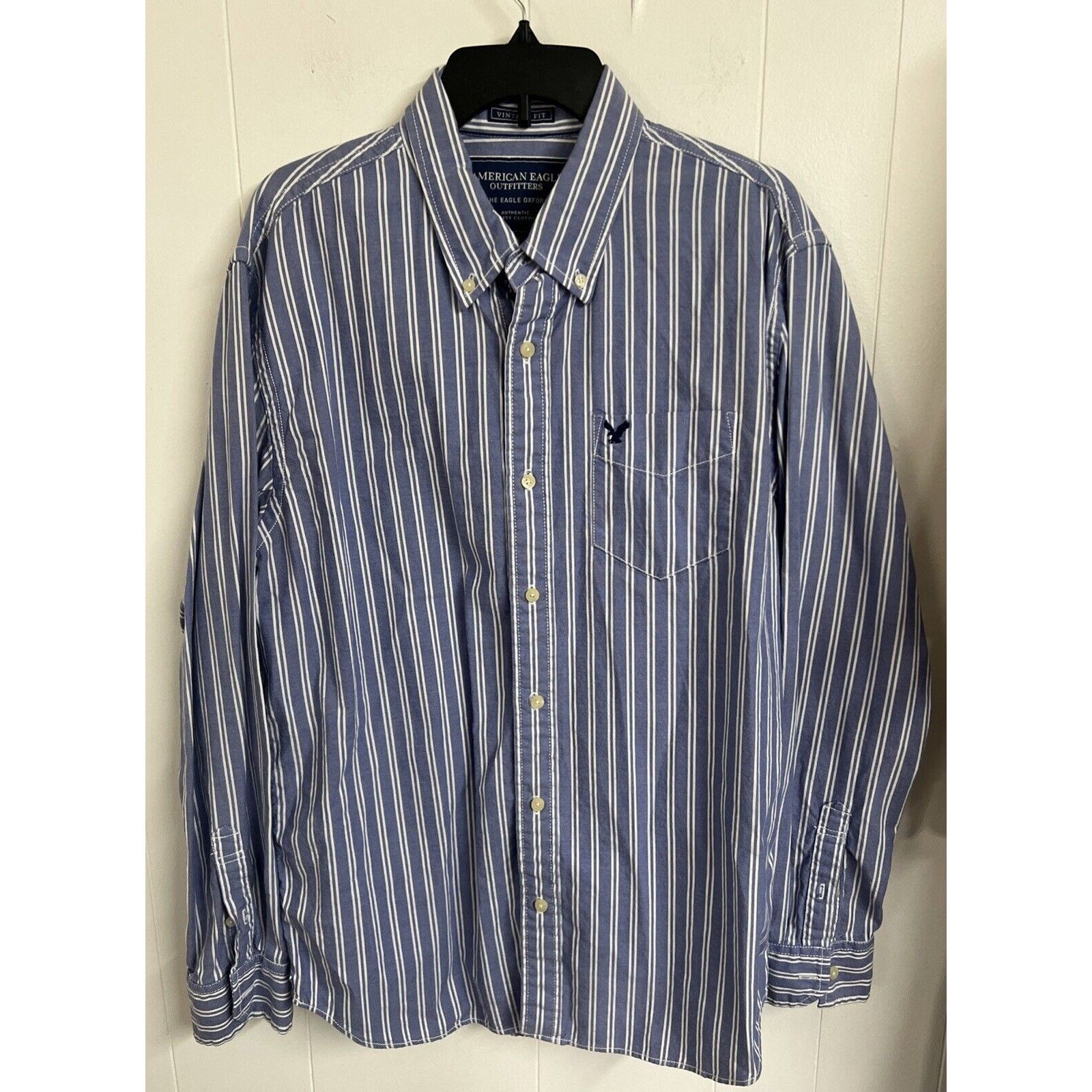 American Eagle Outfitters American Eagle Shirt Mens XL Blue Striped Button Up Y2K Size US XL / EU 56 / 4 - 1 Thumbnail