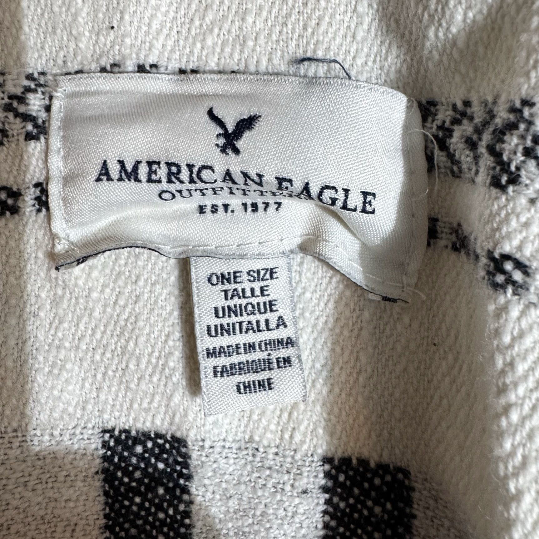 American Eagle Outfitters American Eagle Poncho Sweater One Size Boho Southwestern Aztec Fringed Lagenlook 100% Cotton Size ONE SIZE - 4 Thumbnail