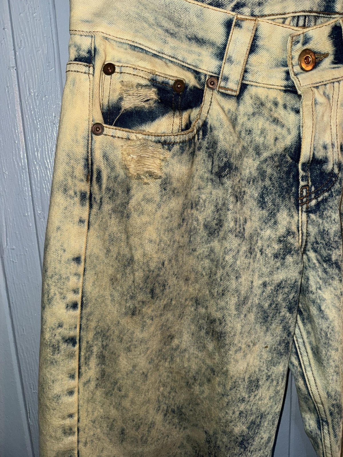 Vaquera Vaquera Distressed Acid Wash Baggy Denim Made In Italy Size US 29 - 5 Thumbnail