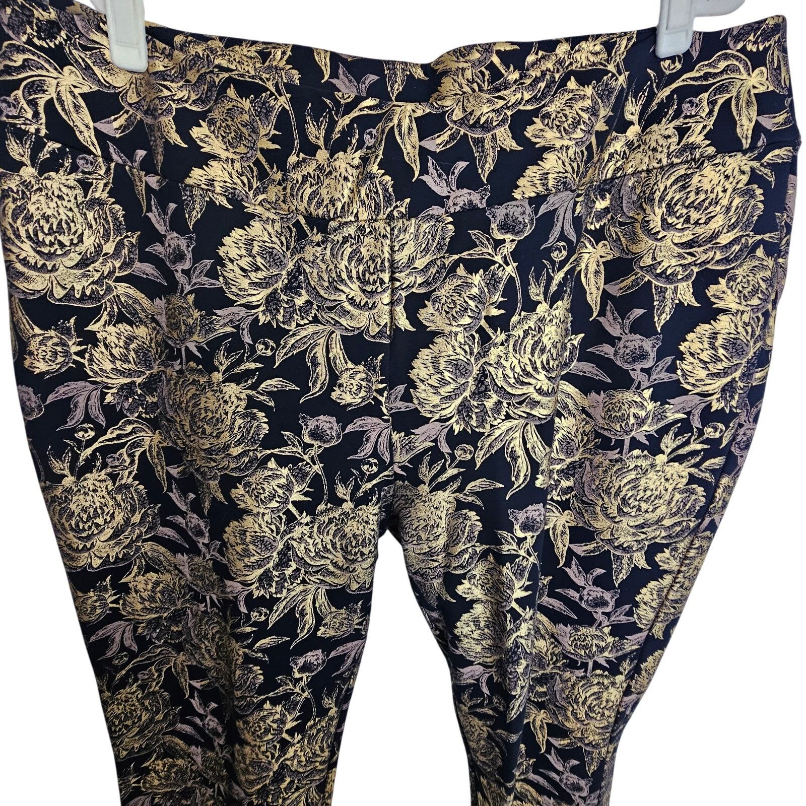 Soft Surroundings Soft Surroundings Moonstruck Gold Metallic Floral Pants Size 42" / US 20 - 3 Thumbnail