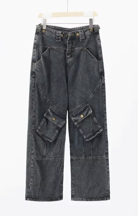 Jean × Vintage Retro Style Large Pocket Straight-leg Jean Size 31" - 5 Thumbnail