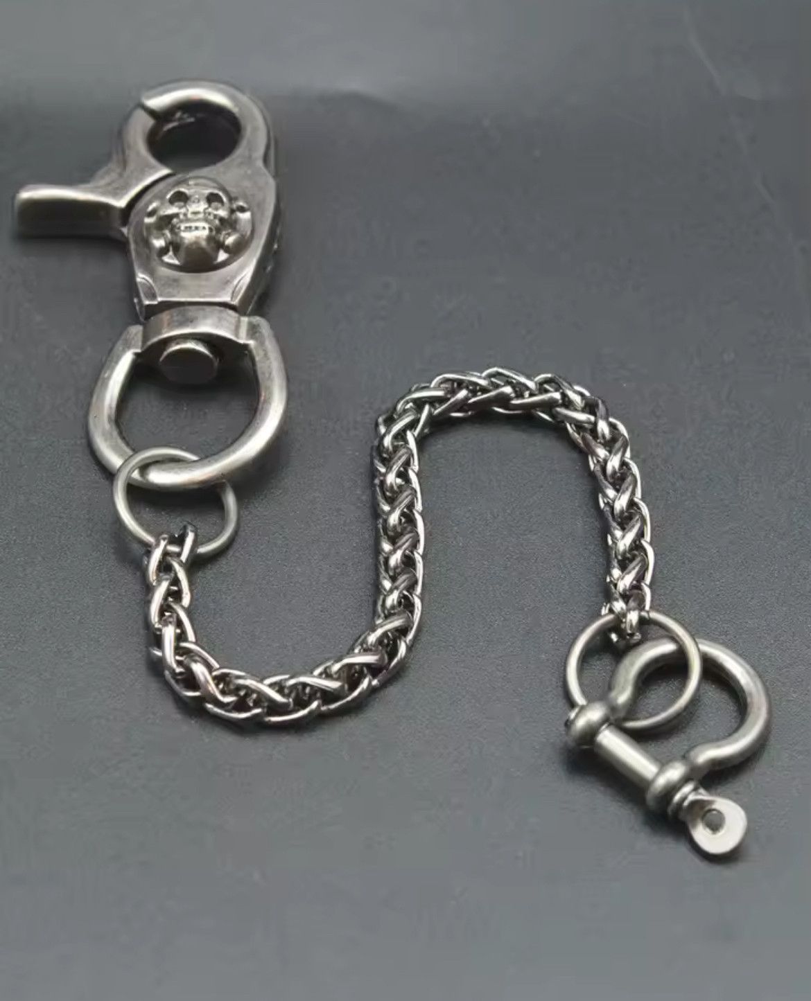 Jewelry Punk Short Gunmetal biker Wallet Keychain Size ONE SIZE - 1 Thumbnail