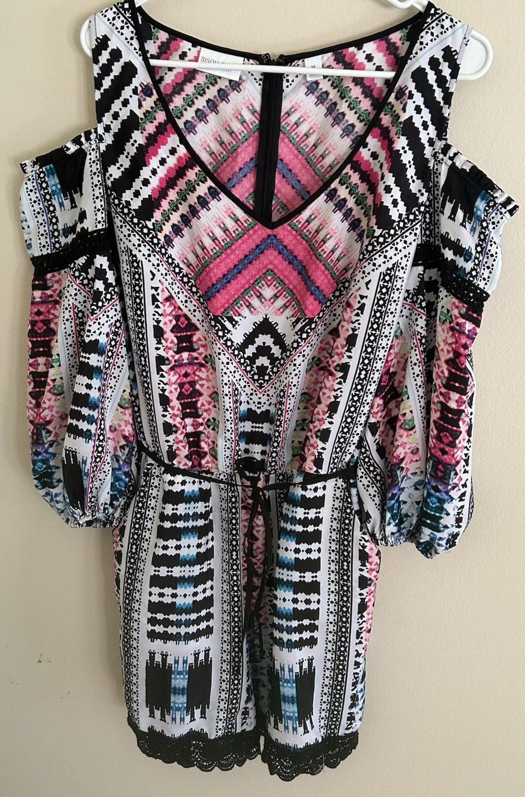 Other Bisou Bisou, Michelle Bohbot Multi Color Print Lace Romper M Size 32" / US 10 / IT 46 - 2 Thumbnail