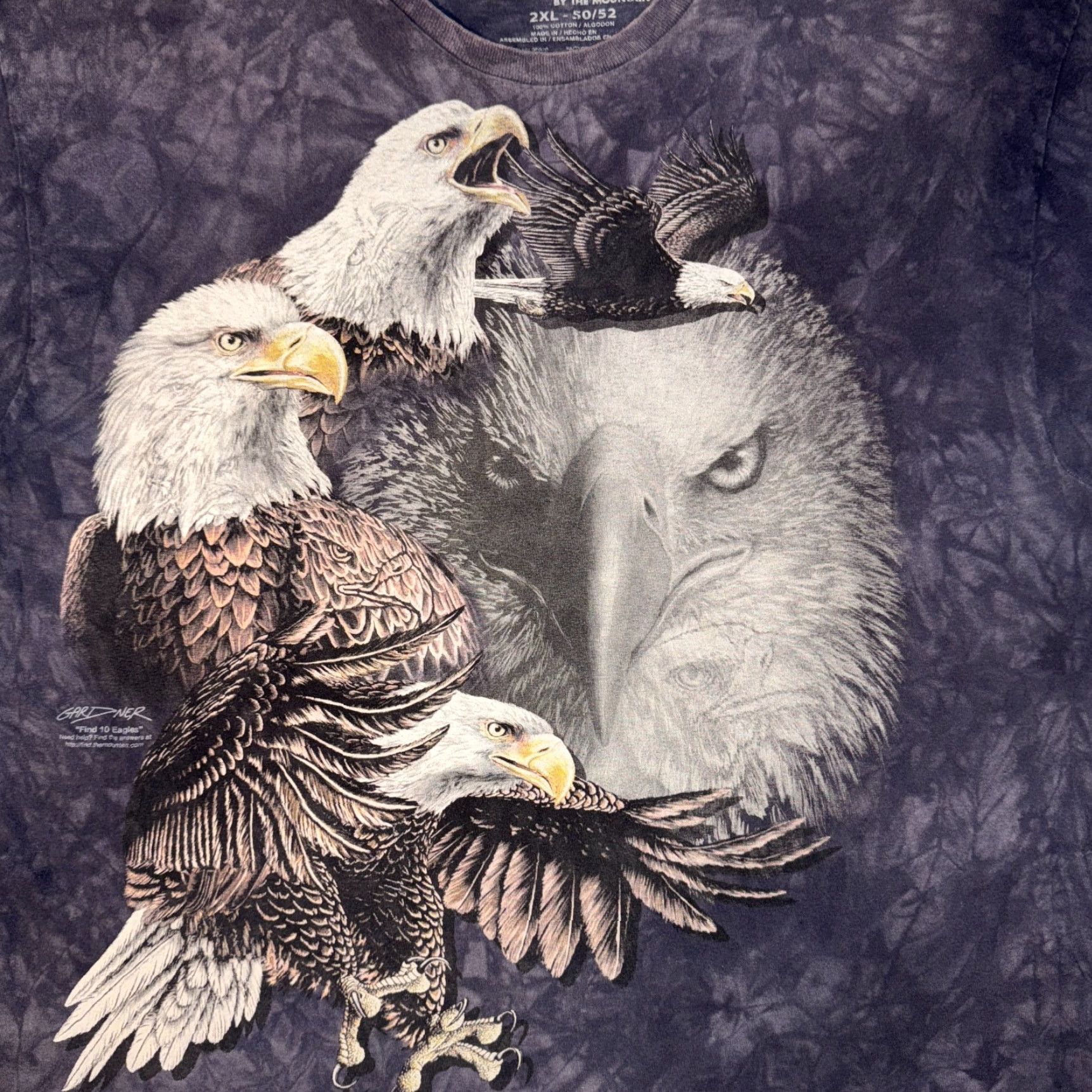 The Mountain The Mountain 3D Tees Y2K Bald Eagle AOP Tie-Dye T-Shirt 2XL Men Purple Logo Short Sleeve Crew Neck Vintage: No Size US XXL / EU 58 / 5 - 3 Thumbnail