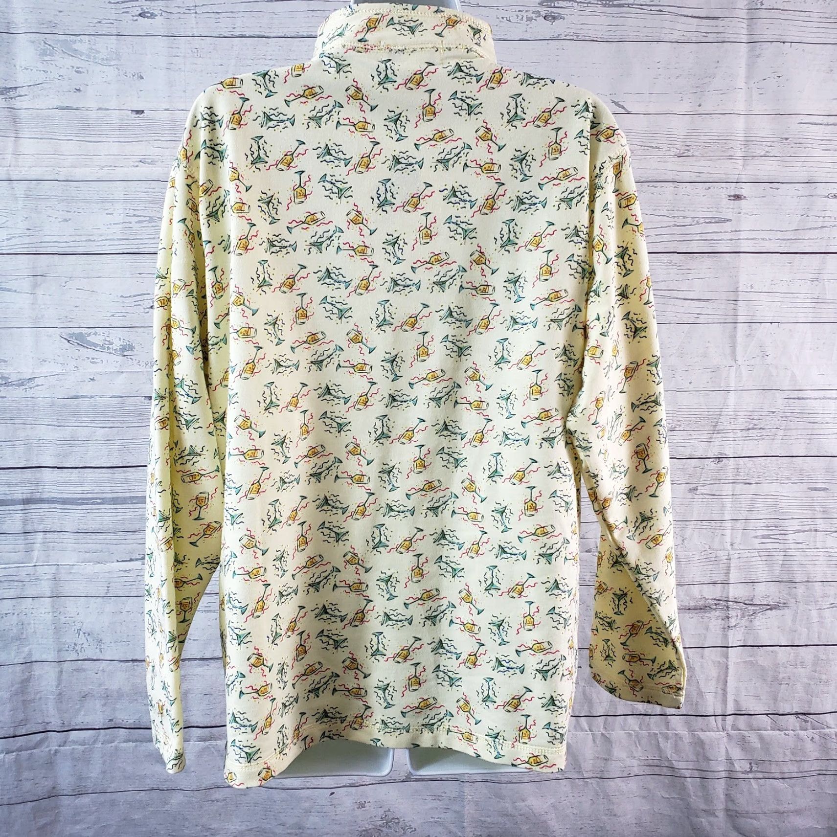 Vintage Euro Joy Womens Sweatshirt Jacket Large Yellow Green Martinis Cocktails Size L / US 10 / IT 46 - 4 Thumbnail