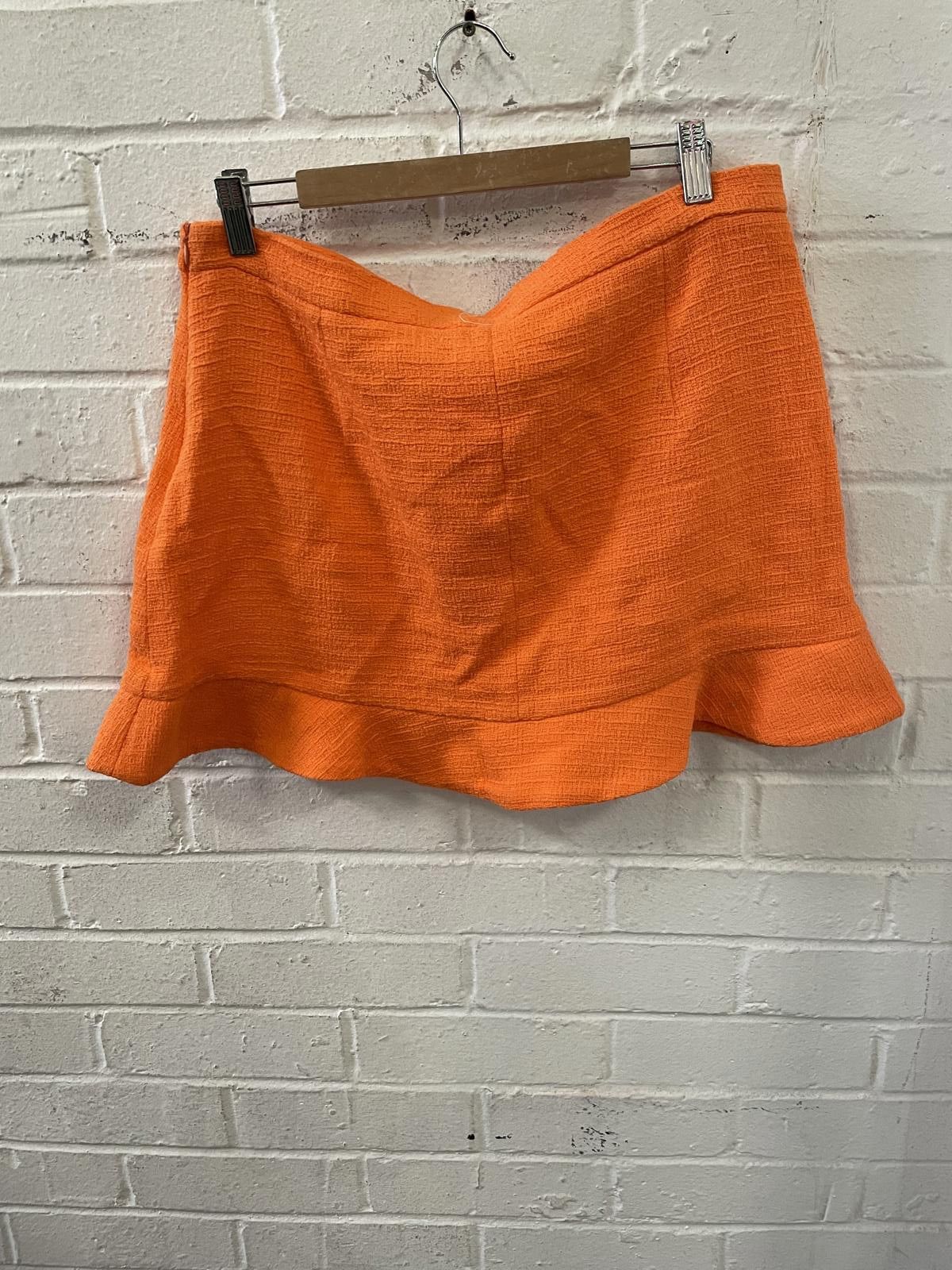 Zara Zara Orange Tweed Mini Skirt with Ruffle Hem Size 40" / US 18 - 2 Thumbnail