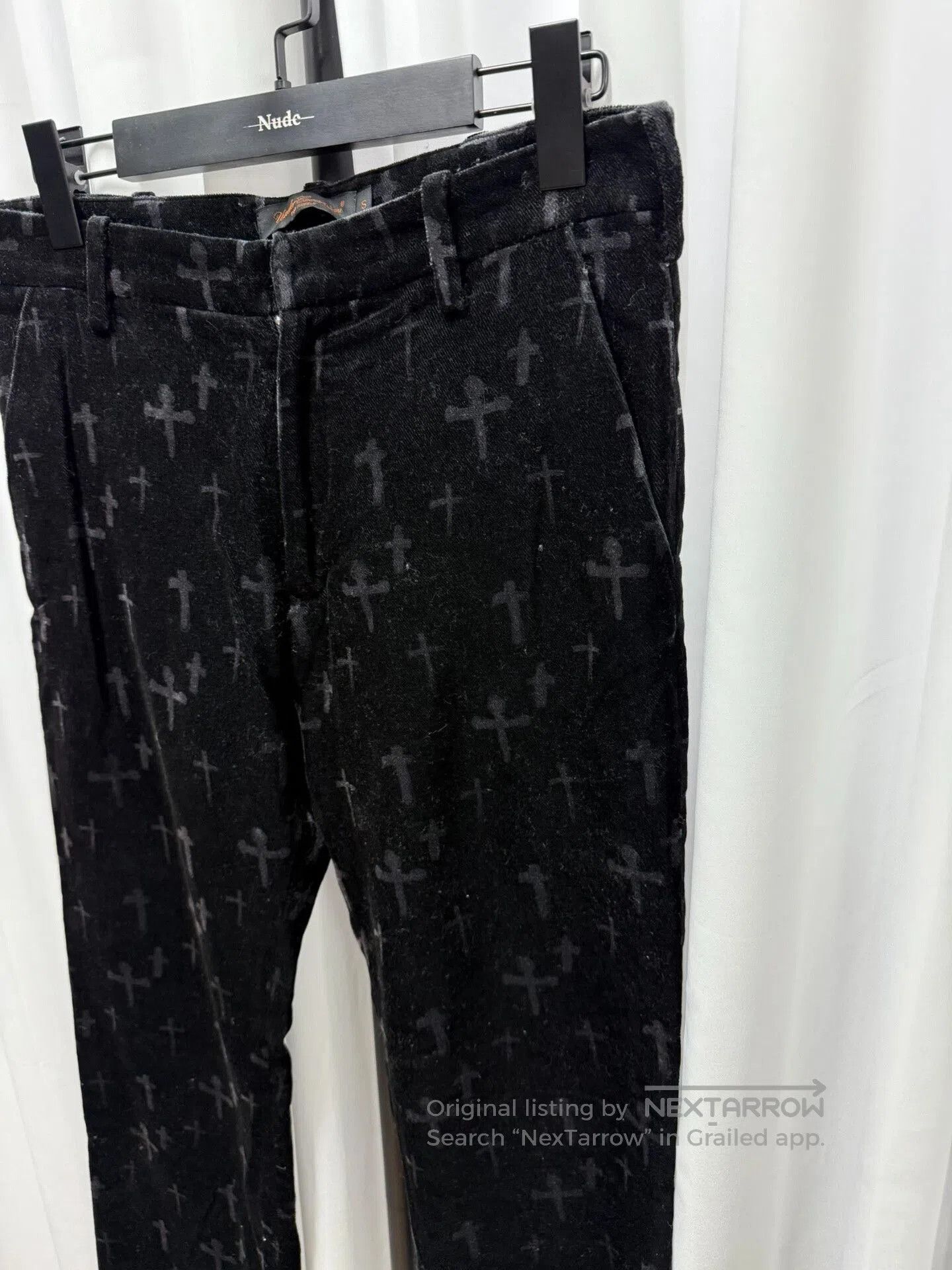Comme des Garcons Homme Plus undercover velvet long pants with cross design. Size 23" - 4 Thumbnail