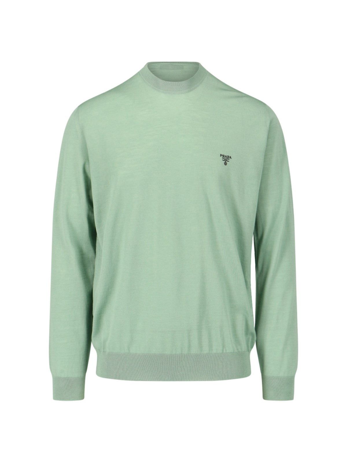 image of Prada Logo Wool Sweater Size 48 in Green, Men's