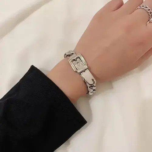Jewelry Chrome Silver Belt Bracelet Goth God Pendant Chain Size ONE SIZE - 4 Thumbnail