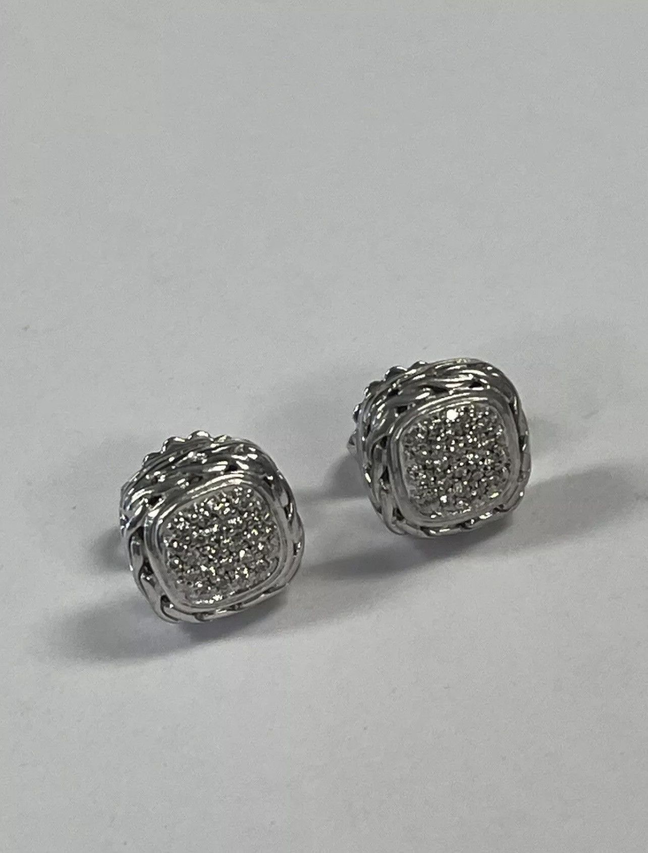John Hardy John Hardy Classic Chain Silver & DIamond Square Earrings Size ONE SIZE - 3 Thumbnail