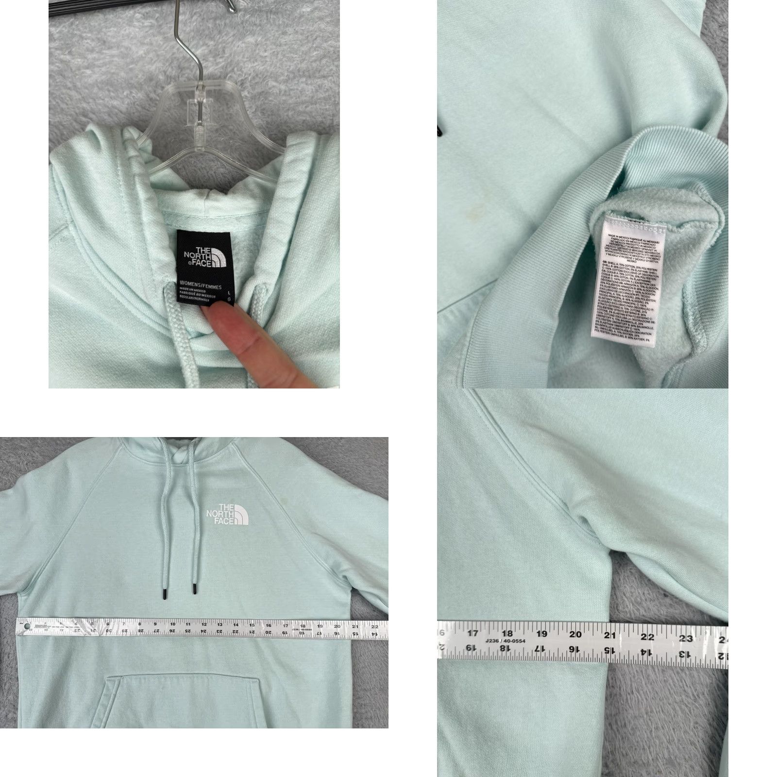 The North Face The North Face Hoodie Womens Large Teal Pullover Cotton Blend Pocket Size L / US 10 / IT 46 - 8 Thumbnail