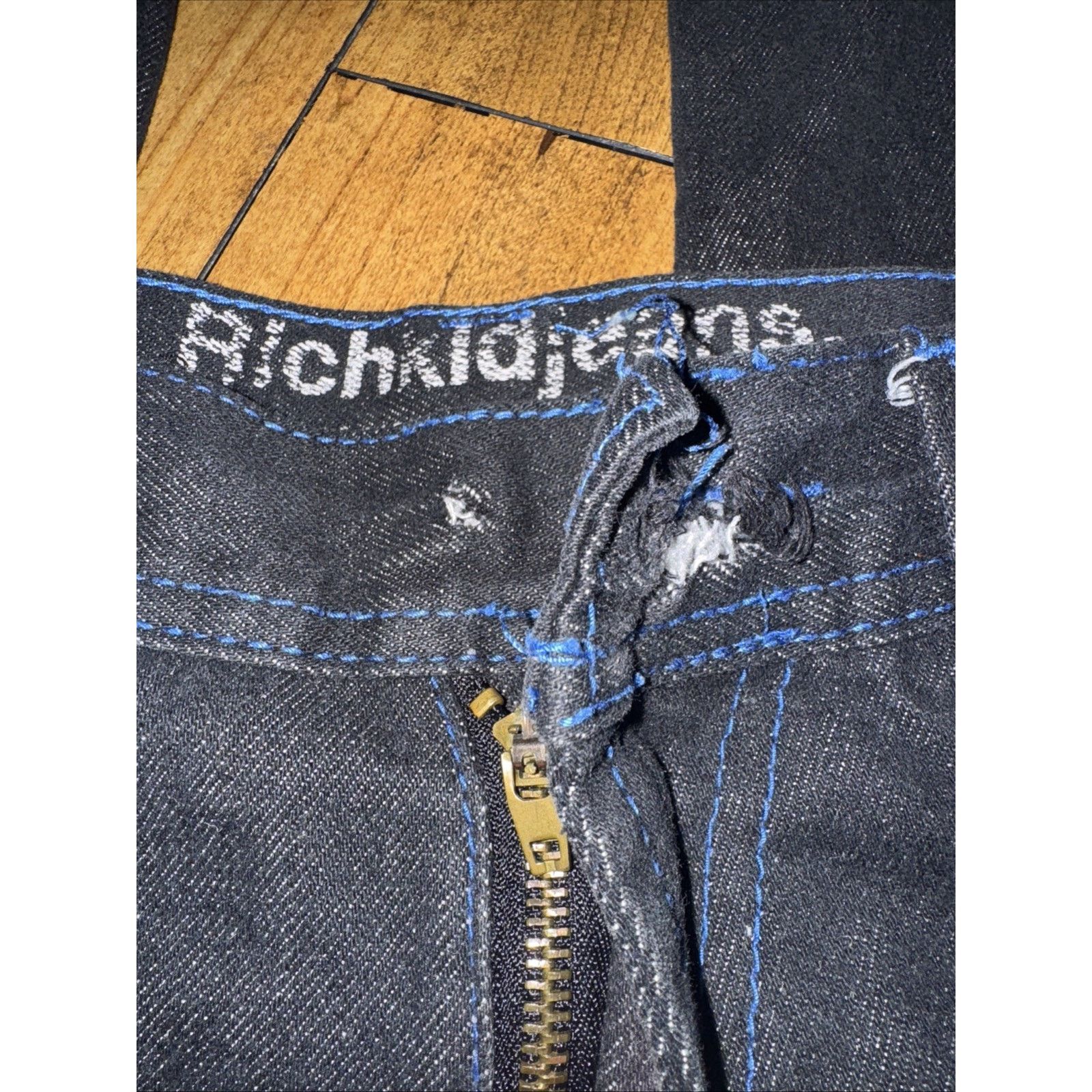 Vintage Rich Kid Jeans 36x32 Dark Wash Distressed Y2K Skater Size US 36 / EU 52 - 8 Thumbnail