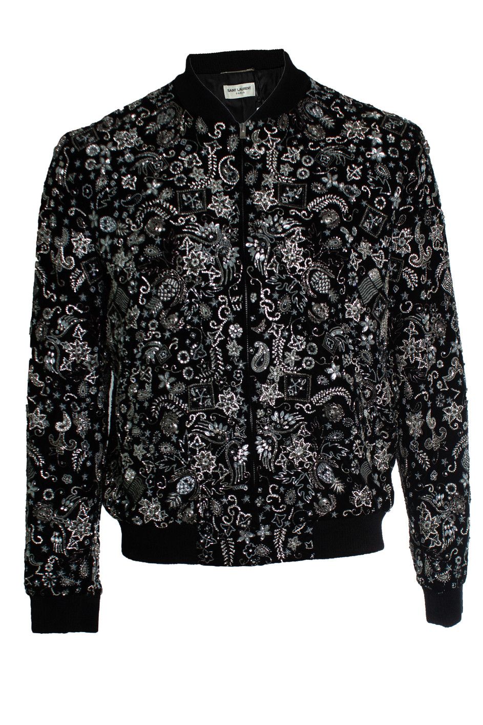 Saint Laurent Paris Saint Laurent, Crystal velvet teddy bomber 2018 Size US L / EU 52-54 / 3 - 1 Thumbnail