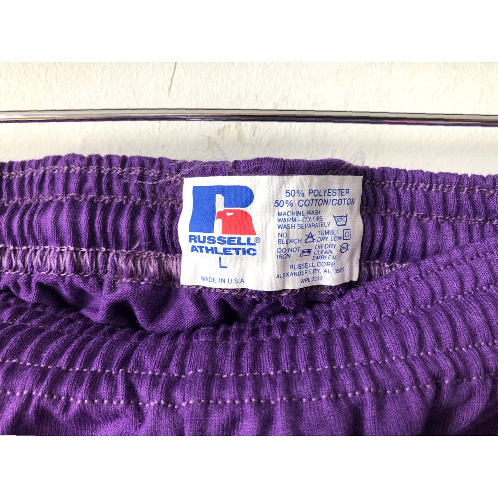Russell Athletic VINTAGE Russell Athletic Mens Shorts Neatly Deadstock 90s NWOT Purple Drawstring 15” waist 3.5” inseam Size US 33 - 2 Thumbnail