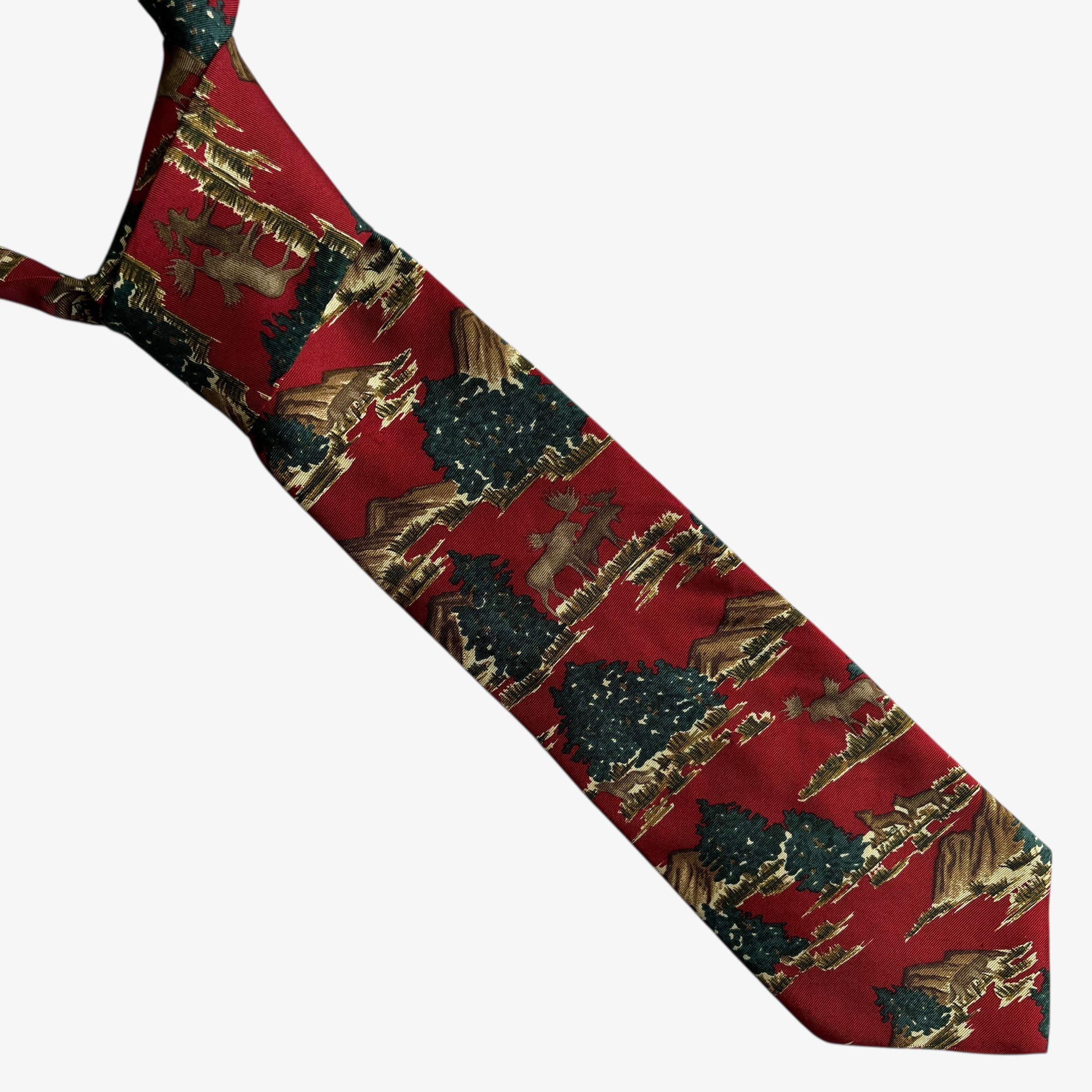 Ralph Lauren Vintage 90s Ralph Lauren Reindeer & Christmas Tree Print Tie Size ONE SIZE - 1 Thumbnail