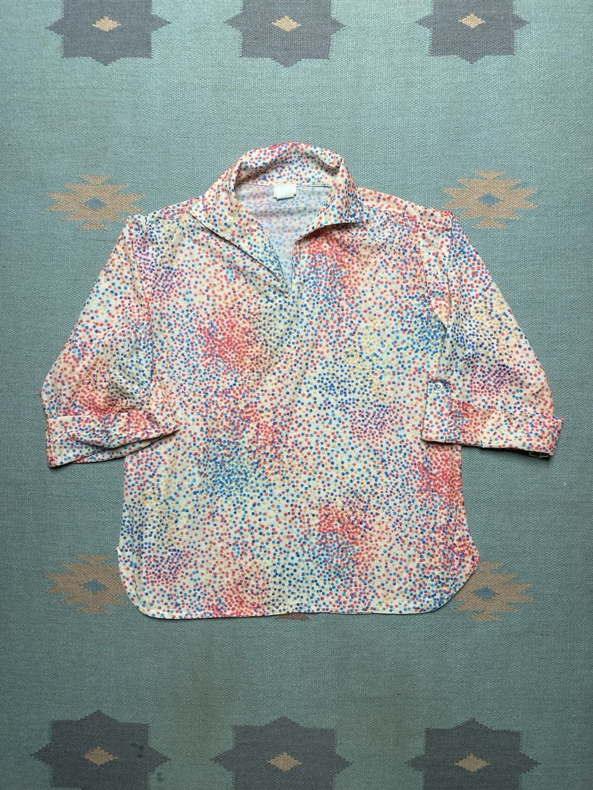 Vintage Vintage 70s shirt polka dot hippie boho rainbow women’s 18 Size L / US 10 / IT 46 - 1 Thumbnail