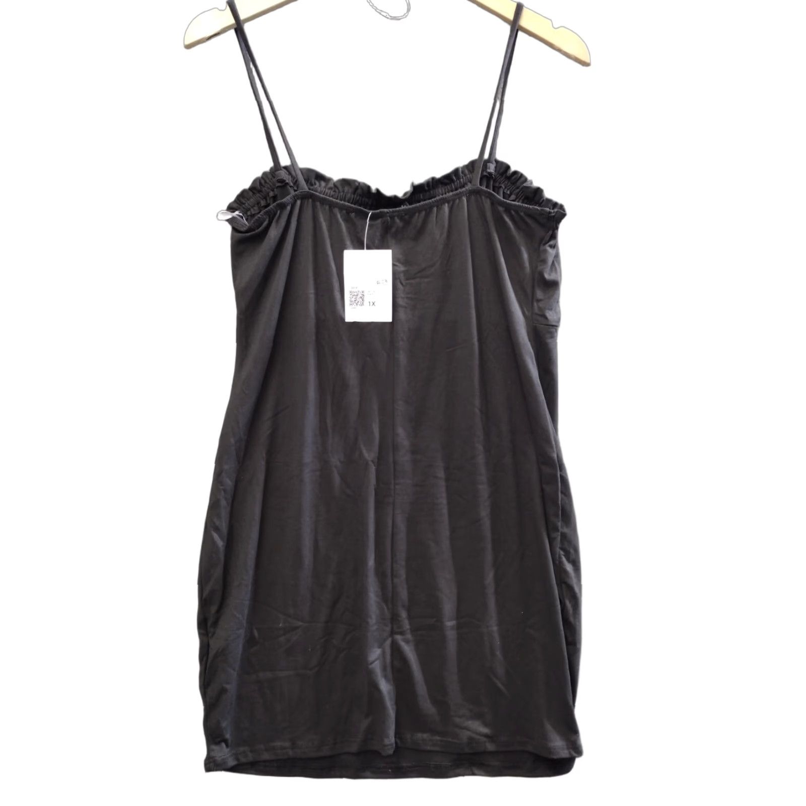 Forever 21 FOREVER 21 Dress Women's Spaghetti Strap Bodycon Ruffle Party Black 1X Shirt Bodice Sleeveless Square Neck Vintage No Size XL / US 12-14 / IT 48-50 - 1 Thumbnail