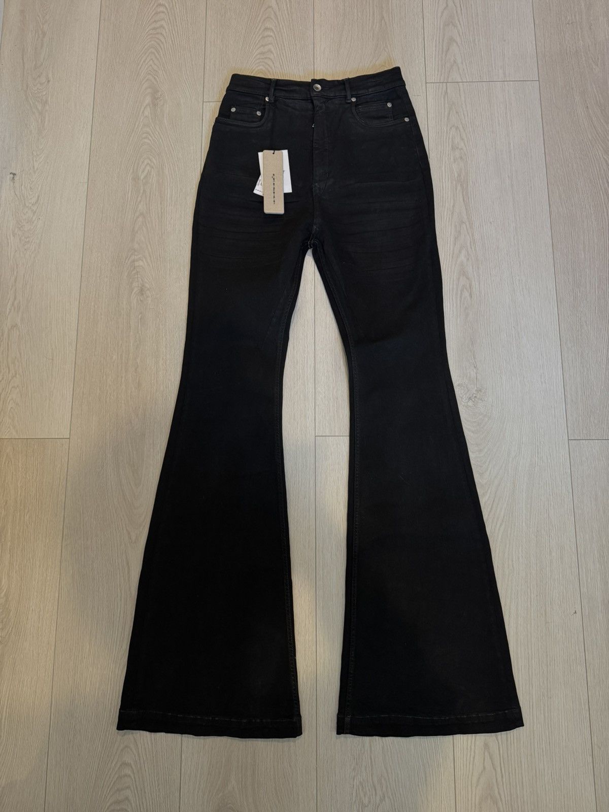 Rick Owens Drkshdw Rick Owens Black Whiskered Flared Jeans Size US 31 - 2 Thumbnail