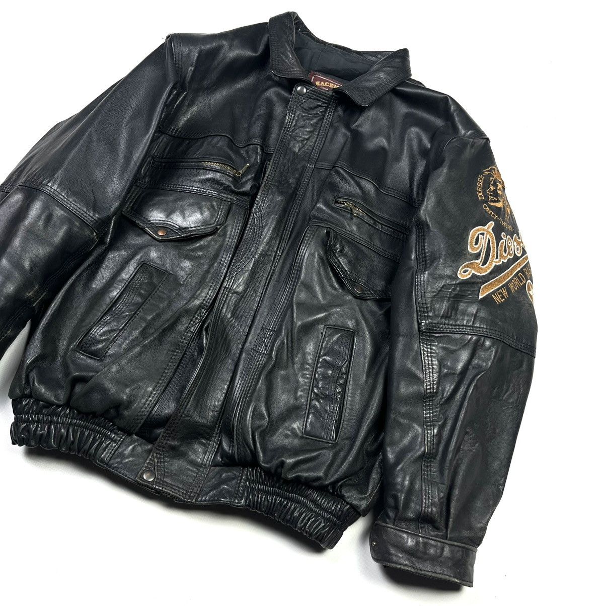 Diesel 90s Diesel Motorcycle Leather Jacket Vintage Black Size US XXL / EU 58 / 5 - 2 Thumbnail