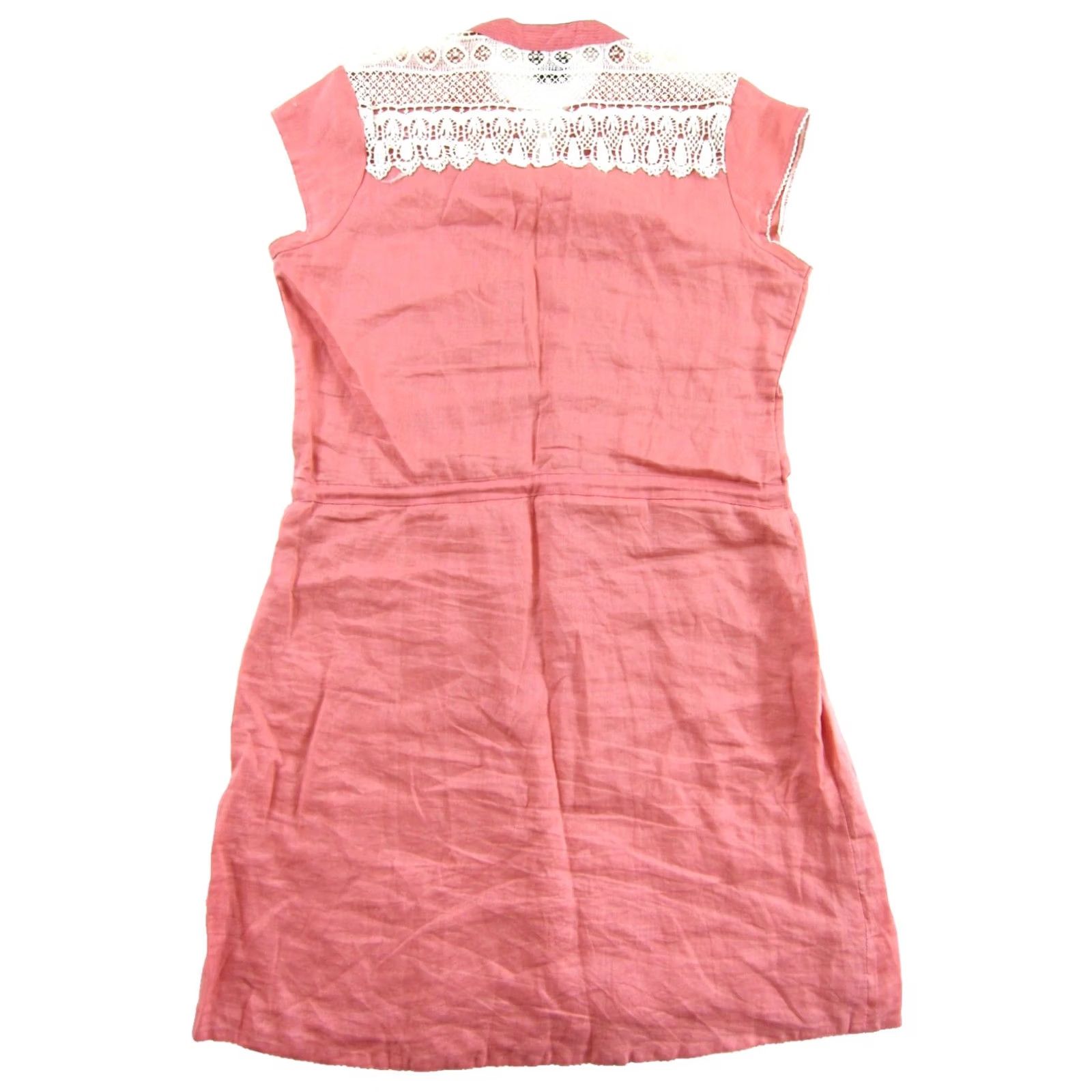 Vintage Gili Dress Cap Sleeve V-Neck Sheath Linen 100% Pink Large - Womens Size L / US 10 / IT 46 - 2 Thumbnail