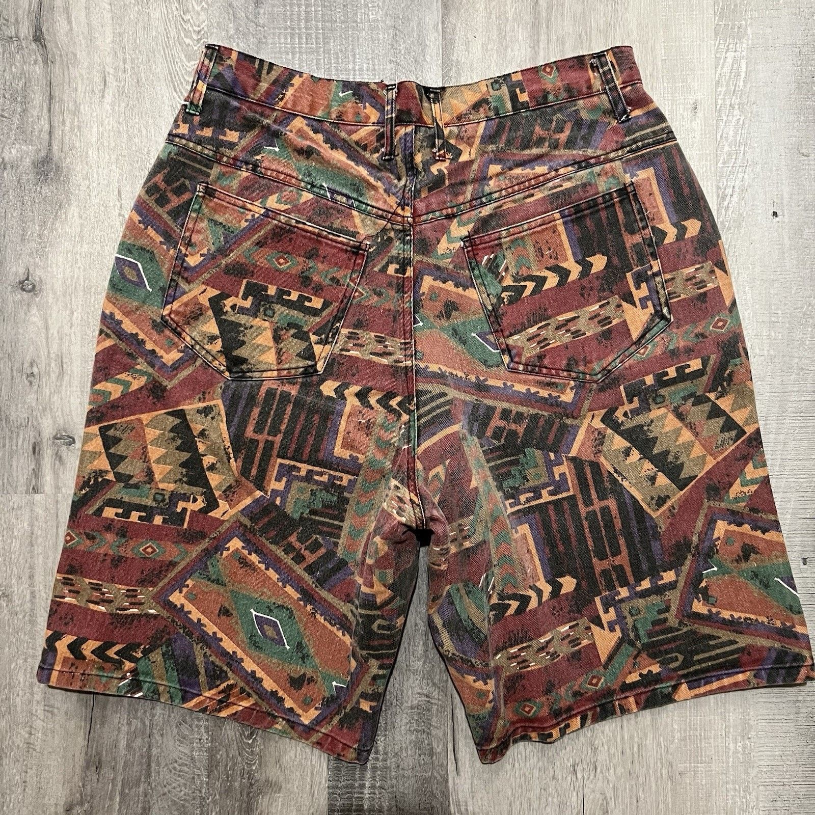 Vintage VTG Diana Marco 90s Southwestern Aztec Denim Women's Shorts Size 40" / US 18 - 2 Thumbnail